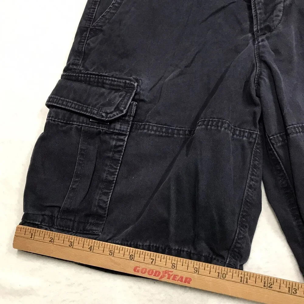 ABERCROMBIE & FITCH Heavy Twill Cargo Shorts Men 32 Black Travel Outdoor